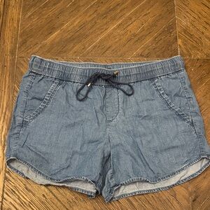 Casual Denim-Blend Drawstring Women’s Shorts - Light Blue